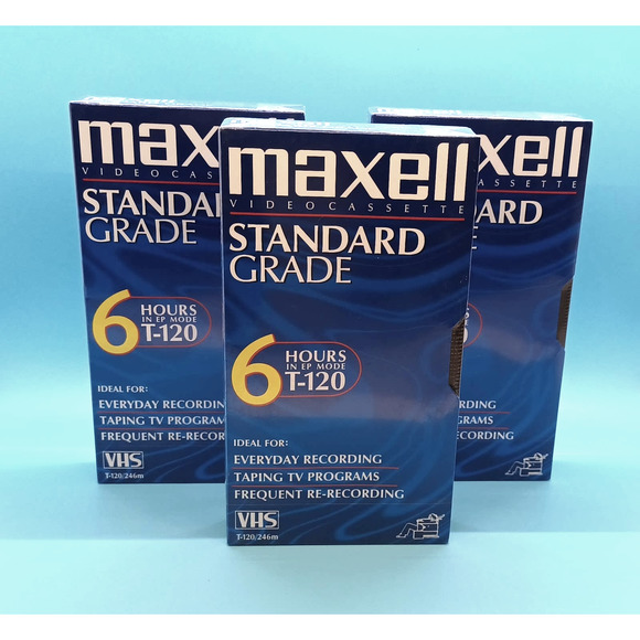 VHS VCR Tapes NEW & SEALED 3 Set of Maxwell 6-Hour Blank Tapes - Picture 6 of 8